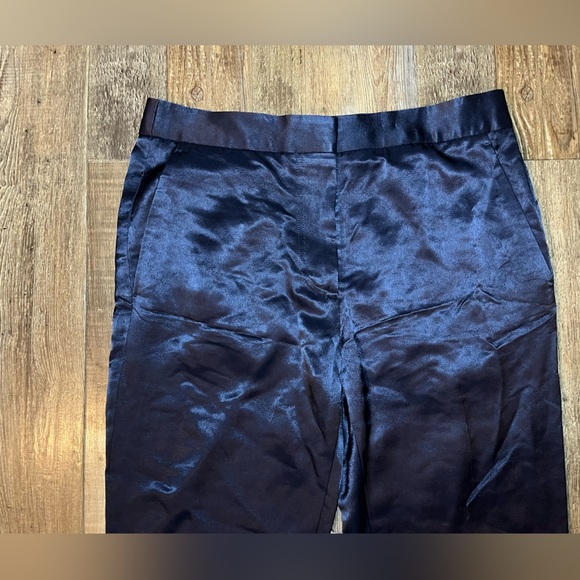 Victoria Beckham Mid-Rise Satin Trousers in Navy Size 6 - Picture 3 of 8